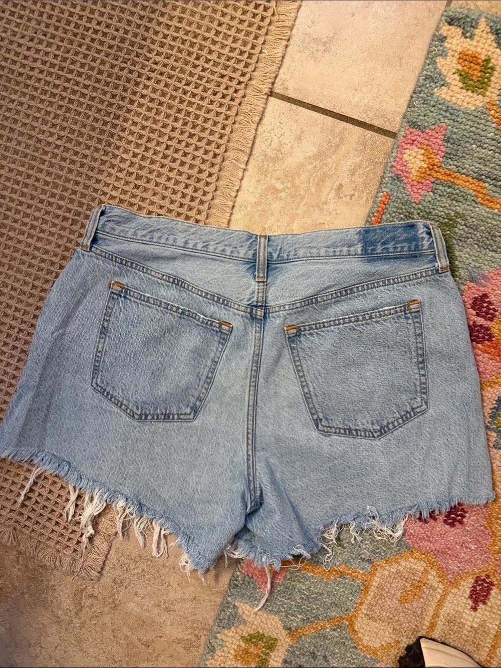 Abercrombie & Fitch Light Blue Denim Low-Rise Baggy Shorts